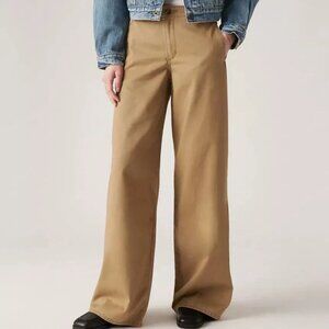 Levi's Premium XL Chino Wide Leg Pants Relaxed Women's 26x31 Ermine Brown NEW